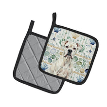 Load image into Gallery viewer, White Boxer Coastal Sea Glass Pair of Pot Holders