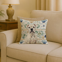 Load image into Gallery viewer, White Boxer Coastal Sea Glass Throw Pillow