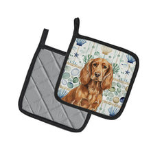 Load image into Gallery viewer, Boykin Spaniel Coastal Sea Glass Pair of Pot Holders