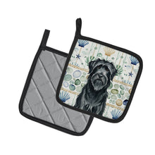Load image into Gallery viewer, Black Briard Coastal Sea Glass Pair of Pot Holders
