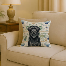 Load image into Gallery viewer, Black Briard Coastal Sea Glass Throw Pillow