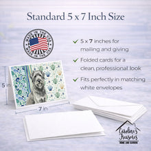 Load image into Gallery viewer, Gray Briard Coastal Sea Glass Greeting Cards Pack of 8