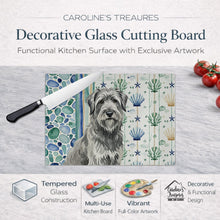Load image into Gallery viewer, Gray Briard Coastal Sea Glass Glass Cutting Board