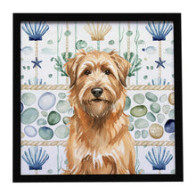 Load image into Gallery viewer, Tawny Briard Coastal Sea Glass Framed Metal Print