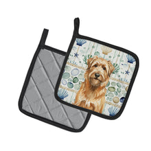 Load image into Gallery viewer, Tawny Briard Coastal Sea Glass Pair of Pot Holders