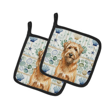 Load image into Gallery viewer, Tawny Briard Coastal Sea Glass Pair of Pot Holders