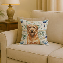 Load image into Gallery viewer, Tawny Briard Coastal Sea Glass Throw Pillow