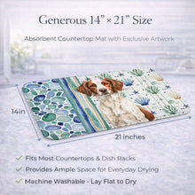 Load image into Gallery viewer, Liver and White Brittany Coastal Sea Glass Dish Drying Mat