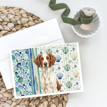 Load image into Gallery viewer, Liver and White Brittany Coastal Sea Glass Greeting Cards Pack of 8