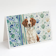 Load image into Gallery viewer, Liver and White Brittany Coastal Sea Glass Greeting Cards Pack of 8