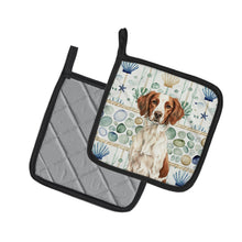 Load image into Gallery viewer, Liver and White Brittany Coastal Sea Glass Pair of Pot Holders