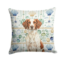 Load image into Gallery viewer, Liver and White Brittany Coastal Sea Glass Throw Pillow