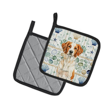 Load image into Gallery viewer, Orange and White Brittany Coastal Sea Glass Pair of Pot Holders