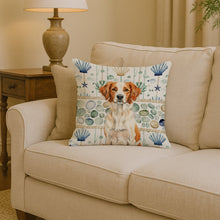 Load image into Gallery viewer, Orange and White Brittany Coastal Sea Glass Throw Pillow