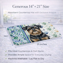 Load image into Gallery viewer, Black and Tan Brussels Griffon Coastal Sea Glass Dish Drying Mat