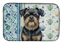 Load image into Gallery viewer, Black and Tan Brussels Griffon Coastal Sea Glass Dish Drying Mat