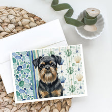 Load image into Gallery viewer, Black and Tan Brussels Griffon Coastal Sea Glass Greeting Cards Pack of 8