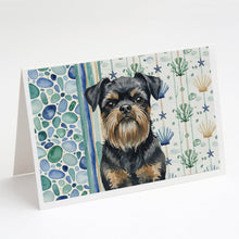 Load image into Gallery viewer, Black and Tan Brussels Griffon Coastal Sea Glass Greeting Cards Pack of 8