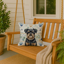 Load image into Gallery viewer, Black and Tan Brussels Griffon Coastal Sea Glass Throw Pillow