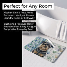 Load image into Gallery viewer, Black and Tan Brussels Griffon Coastal Sea Glass Memory Foam Kitchen Mat