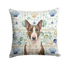Load image into Gallery viewer, Brindle and White Bull Terrier Coastal Sea Glass Throw Pillow