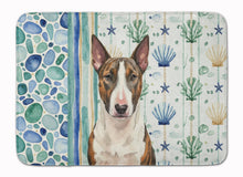 Load image into Gallery viewer, Brindle and White Bull Terrier Coastal Sea Glass Memory Foam Kitchen Mat