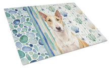 Load image into Gallery viewer, Fawn and White Bull Terrier Coastal Sea Glass Glass Cutting Board