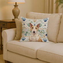 Load image into Gallery viewer, Fawn and White Bull Terrier Coastal Sea Glass Throw Pillow