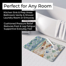 Load image into Gallery viewer, Fawn and White Bull Terrier Coastal Sea Glass Memory Foam Kitchen Mat