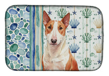 Load image into Gallery viewer, Red and White Bull Terrier Coastal Sea Glass Dish Drying Mat