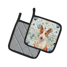 Load image into Gallery viewer, Red and White Bull Terrier Coastal Sea Glass Pair of Pot Holders