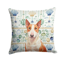 Load image into Gallery viewer, Red and White Bull Terrier Coastal Sea Glass Throw Pillow