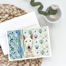 Load image into Gallery viewer, White Bull Terrier Coastal Sea Glass Greeting Cards Pack of 8