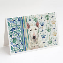 Load image into Gallery viewer, White Bull Terrier Coastal Sea Glass Greeting Cards Pack of 8
