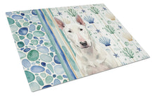 Load image into Gallery viewer, White Bull Terrier Coastal Sea Glass Glass Cutting Board