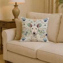 Load image into Gallery viewer, White Bull Terrier Coastal Sea Glass Throw Pillow