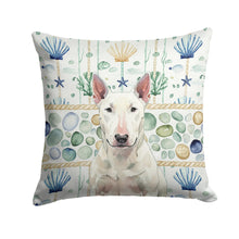 Load image into Gallery viewer, White Bull Terrier Coastal Sea Glass Throw Pillow