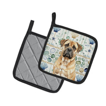 Load image into Gallery viewer, Bullmastiff Coastal Sea Glass Pair of Pot Holders
