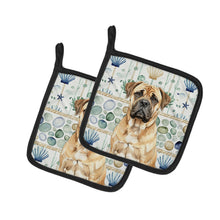 Load image into Gallery viewer, Bullmastiff Coastal Sea Glass Pair of Pot Holders