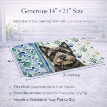 Load image into Gallery viewer, Black Cairn Terrier Coastal Sea Glass Dish Drying Mat