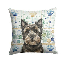 Load image into Gallery viewer, Black Cairn Terrier Coastal Sea Glass Throw Pillow