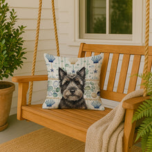 Load image into Gallery viewer, Black Cairn Terrier Coastal Sea Glass Throw Pillow