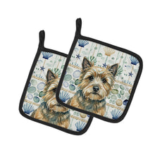 Load image into Gallery viewer, Cairn Terrier Coastal Sea Glass Pair of Pot Holders