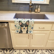 Load image into Gallery viewer, Black and White Cardigan Welsh Corgi Coastal Sea Glass Kitchen Towel