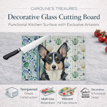 Load image into Gallery viewer, Black and White Cardigan Welsh Corgi Coastal Sea Glass Glass Cutting Board