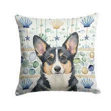 Load image into Gallery viewer, Black and White Cardigan Welsh Corgi Coastal Sea Glass Throw Pillow