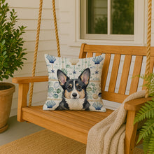 Load image into Gallery viewer, Black and White Cardigan Welsh Corgi Coastal Sea Glass Throw Pillow