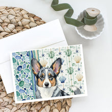 Load image into Gallery viewer, Blue Merle Cardigan Welsh Corgi Coastal Sea Glass Greeting Cards Pack of 8