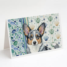 Load image into Gallery viewer, Blue Merle Cardigan Welsh Corgi Coastal Sea Glass Greeting Cards Pack of 8