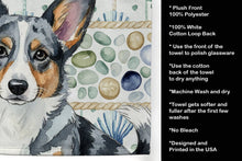 Load image into Gallery viewer, Blue Merle Cardigan Welsh Corgi Coastal Sea Glass Kitchen Towel